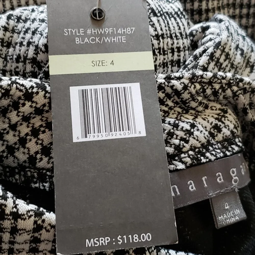 Sharagano Houndstooth Tweed Classic Shift Dress Sleeveless - Picture 7 of 9